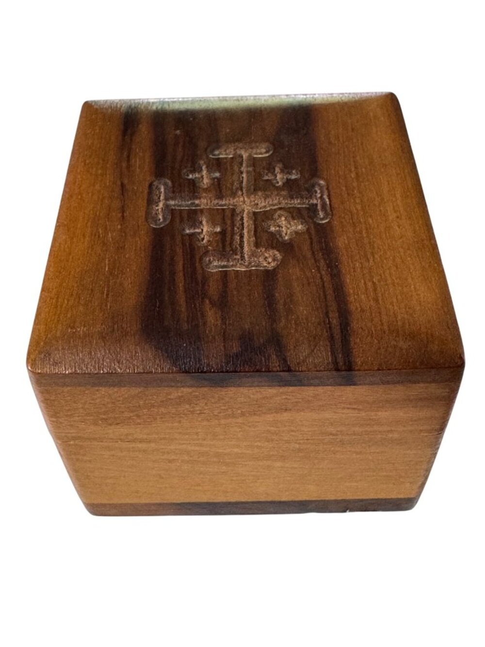 Handcrafted Olive Wood Keepsake Rosary Box Jerusalem Cross Bethlehem Israel 2" - Picture 8 of 12